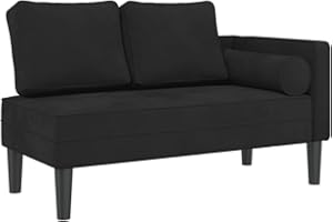 vidaXL Chaise Lounge con Cuscini Nero in Velluto, divano letto, divano imbottito, seduta da soggiorno, dormeuse, seduta da salotto, divano 2 posti