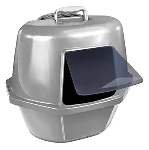Van Ness Corner Enclosed Cat Pan, Silver, Large
