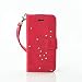 Produktbild iPhone 5c CasefirstWallet Handyhülle Strass Muster PU Ledertasche, Ultra dünner Schlag Schutzhülle mit Kartensteckplatz und Funktion Stoßfest Staubschutzhülle Flip Standabdeckung Brieftasche Kartenhalter Magnetverschluss - rot