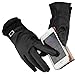 Produktbild Damen Handschuhe Winter Warm Ball Spitze Frauen Vollfinger-Handschuh Leder Touch-Erkennung Vollfingerhandschuhe Frauen (Color : Black, Style : Silver square buckle)