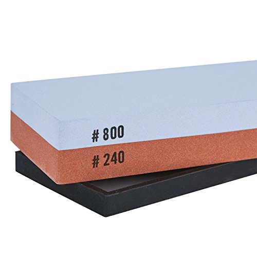 GWHOLE Wetzstein Schleifstein Abziehstein Körnung 240/800 mit Rutschfest Halter - 3