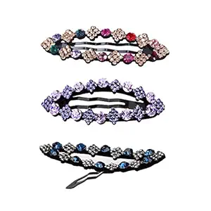 APPSAMBR-3 pcs Fashion Women Girls Bling Headwear Crystal Rhinestone Hair Clip Barrette Hairpin Sparkly Round Hairgrip Styling Tools Hair Accessories