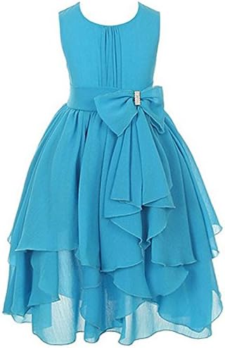 Flower Girl Candy Pure Asymmetric Cropped Draping Sundress First Communion Dress aqua 8
