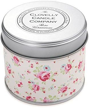 Clovelly Soap Co Handmade Natural Scented Rose Geranium Aromatherapy Soy Wax Vegan Tin Candle