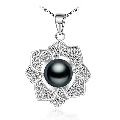 Preisvergleich Produktbild GLEEKKLLYYE Blumenhalskette des Sterlingsilbers 925, feiner Perlenschmuck Perlenhalskette für Frauen rosafarbener Anhänger für Frauen