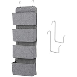 MaidMAX Organisateur Suspendu sur Porte, étagère de Rangement avec 4 Compartiment, Meuble de Rangement en Tissu, Organisateur de Stockage de tenture Murale pour la Garde-Robe, crèche, Bureau, Gris