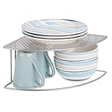 RESISTENTE Y ELEGANTE: Estas baldas para cocina son de metal con recubrimiento inoxidable. Gracias a los agujeros de estos accesorios para armarios, el aire circula y la vajilla se seca rápido.