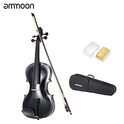 ammoon 3/4 Etudiant Violin Métallisé Noir Equipé de Cordes en Acier w / Case + Arbor Bow pour les Débutants les Mélomanes