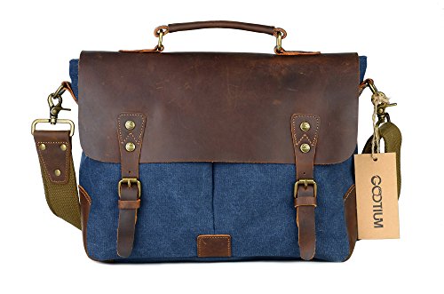 Gootium 21108NV Vintage Canvas Schultertasche Umh  ngetasche f  r Damen Herren  35 cm  9 5  l  blau