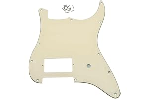 KAISH Pickguard de guitare 11 trous ST/Strat Style One Humbucker pour Delonge Stratocaster/Strat Blanc vieilli 3 plis