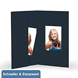 Anzahl Passmappen: 100 Stück 100 Stück Passbildmappen für 3,5x4,5 cm - dunkelblau mit Tasche und Ausschnitt - Momentum by Schoeller & Stanzwerk