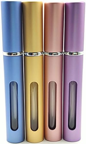 Eurshine 5ML Travel Refillable Perfume Atomizer Fine Spray Bottles with Transfer Pipettes Dropper, Set of 4