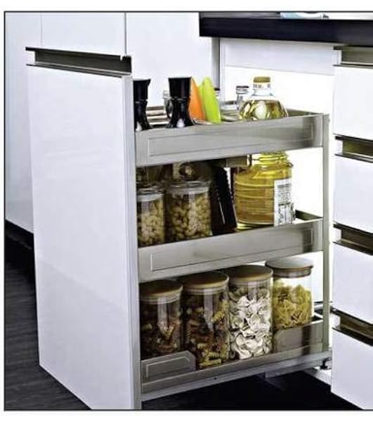 Buy Now Ever Satin Soft Closing 3 Shelf Bottle Pullout For 300 Mm Carcass Width 10 Inch Metallic Online At Low Prices In India Amazon In