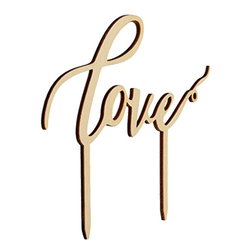 Oubang Wooden Wedding Cake Supplies Englische Buchstaben Love Shaped Hochzeitstorte Topper