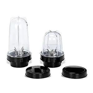 Sunmeet Super Power EP21 Bullet Jar for Mixer Grinder Set of 2 (530 ML & 350 ML) ABS Plastic, Black