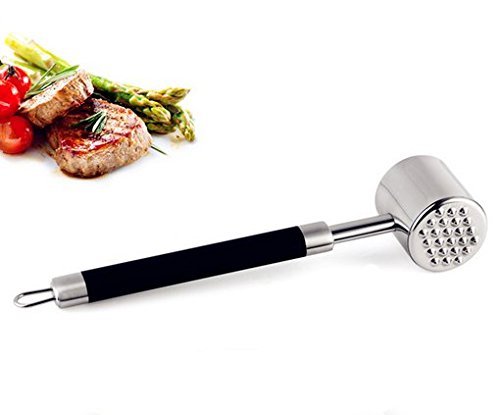 MojiDecor Fleischklopfer Edelstahl Fleischhammer Schnitzelklopfer Steakhammer Meat Tenderizer Küche Werkzeug, 18/10 Edelstahl mit ergonomischer Anti-Rutsch Griff