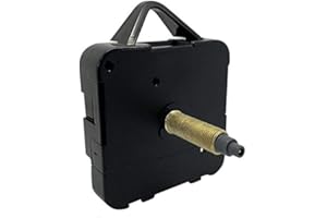 DANS CLOCK SHOP Rechange pour mouvement d’horloge à quartz sonore, mécanisme pour monter la pile et attaches fournis, Plastique, noir, Supersize - Gold Thread 24mm - Total 30mm