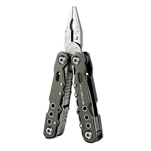 SHINE HAI Multi-Tool, 14-in-1 Edelstahl Multi-Zange mit Messer, Kabelschneider , Spitzzange , Säge, Feile, Schraubendreher und so weiter , mit Nylonhülle - 5