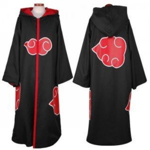 Hot!Naruto Cosplay Set für Tobi – Akatsuki Mantel (L) + Narudo Tobi Maske (gelb) + Tobi (Uchiha Madara) ring + Tobi Uchiha Itachi Stirnband + Naruto Akatsuki Schuhe - 5