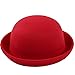 Butterme Kids Roll Brim Dura Cloche Bowler Hat Winter Wool Felt Fedora Billycock Cap Red
