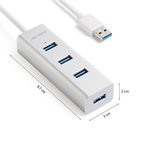 JSVER USB 3.0 Hub 4 Port in Unibody Aluminium Silber mit eingebautem Kabel (30cm) für Mac, iMac, MacBook und PC - 4