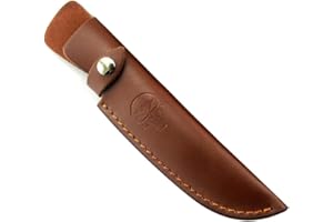 Aibote Funda de Cuchillo de Hoja fija con Lazo para Cinturón Funda de Caza Cuchillos Funda de Cuero Bolsa Bolsillo EDC Herramienta para Acampar al Aire Libre(A)