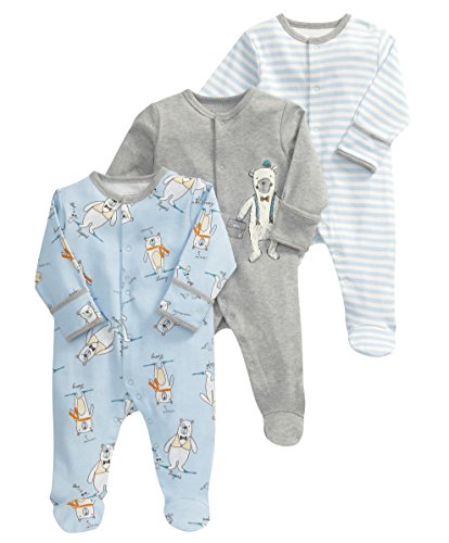 Mamas and Papas Baby-Boys 3 Pack All-in-One Bears Bodysuit, Multicolour, 0-3 Months