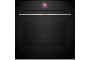 Bosch HBG7721B2, Serie 8 Smarter Einbau-Backofen, 60 x 60 cm, Made in Germany, Schwarz, Pyrolyse & Hydrolyse Selbstreinigung, Air Fry, Automatikprogramme, 3D Heißluft, Farb-Touchscreen & Bedienring