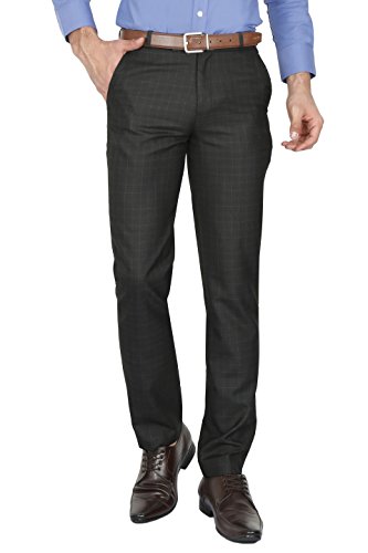 Mc HenryMcHenry Mens' Regular Fit Poly Blended Checkered Formal Trousers