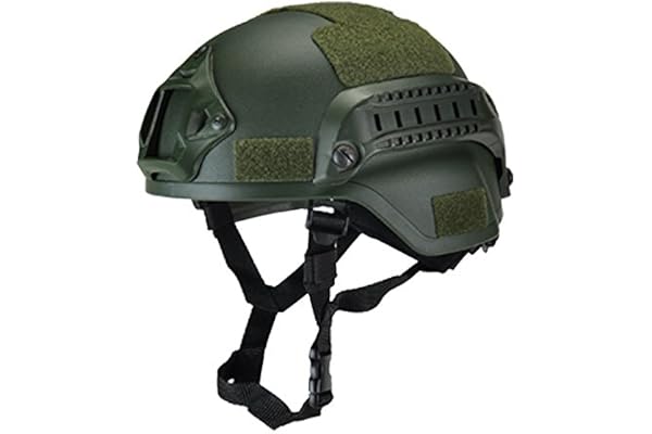 eamqrkt Casque tactique militaire, airsoft, paintball, protection de tête avec vision nocturne, support de caméra de sport, vert