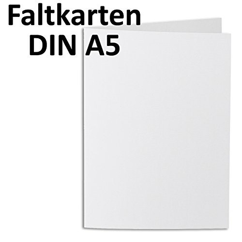 50 Faltkarten DIN A5 - Naturweiß // 210 x 148 mm // gerippt // Blankokarten // 240 g/m²