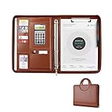 Portfolio A4 avec Poignée, ATailorBird Organiseur Multifonctionnel Conférencier Zippé A4 Porte Document Agenda d'Affaire pour Bureau en Cuir PU - Marron