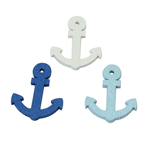 Pinzhi 50Pcs gemischte Farbe Mini-hölzernes Meer-Anker-Fertigkeit Scrapbooking Verschönerung-Dekor - 5