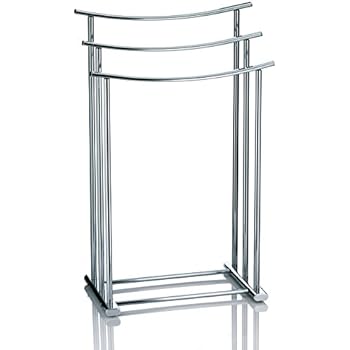 Handtuchhalter stehend mit 3 Stangen und 2 Regalfächern aus Bambus und