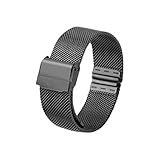 Funnyrunstore 12mm 14mm 16mm 20mm Uhrenarmband Metall Magnetic Mesh Edelstahl Armbanduhr Band Schnellverschluss Uhrenarmband für DW Watch (schwarz; 16mm)