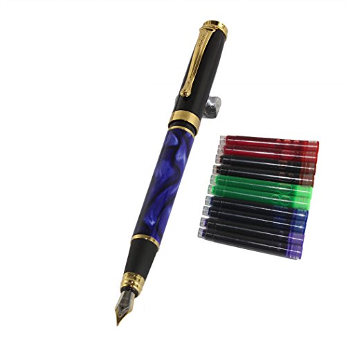 Gullor 500 Fountain pen blau und schwarz mit 5 Farb Gullor Tintenpatronen - 4