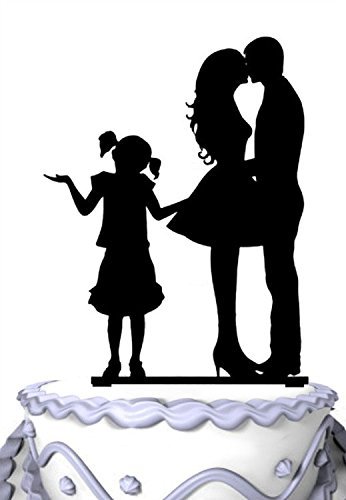 Preisvergleich Produktbild meijiafei Kissing Braut und Bräutigam mit Little Girl Hochzeit Acryl Kuchen Topper