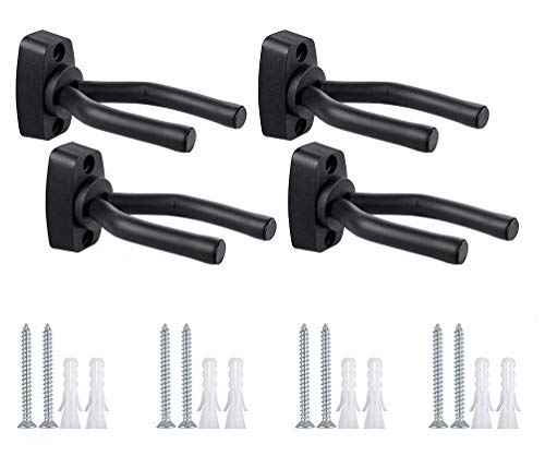 Shentian Confezione da 4 ganci per chitarra, supporto a parete, adatti per tutte le chitarre e altri strumenti, come basso, violino, ukulele, banjo, ecc. A