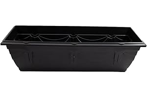 ANGIX 90cm Venetian Window Box Trough Planter For Garden Plants and Flowers | Weather Resistant, Easy To Use And Ideal For Both Indoor and Outdoor Use - Black