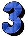 Blue Squares Number 3 Sticker For House Door / Wheelie Bin / Dustbin - Choose Number