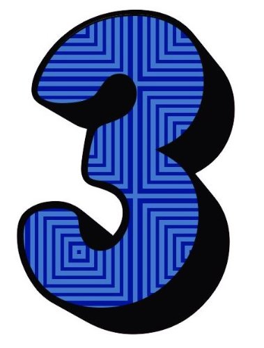 Blue Squares Number 3 Sticker For House Door / Wheelie Bin / Dustbin - Choose Number