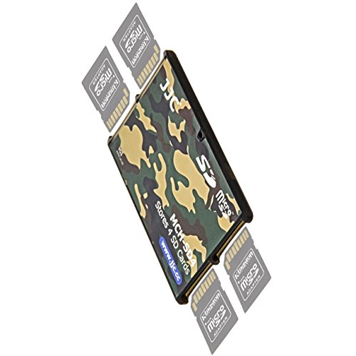 JJC extrem Kompaktes Speicherkartenetui Aufbewahrungsbox im Kreditkarten-Format fuer 4 x SD SDHC SDXC – Farbe Flecktarn - 5