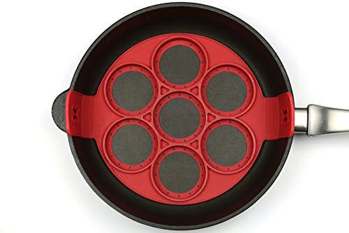 Premium Pancake-Maker silikon | Pancakemaker | BPA-frei und Antihaftbeschichtung | spülmaschinenfeste silikon Pancakeform | leicht zu reinigen | Omlett, Pancake, Eierspeisen, Pfannkuchen, uvm | rot - 4