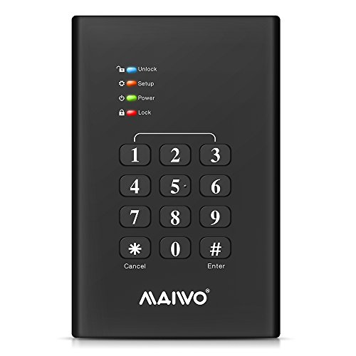 Maiwo tragbar Lockdown AES 256-bit verschlüsselt Festplatte Gehäuse mit 6,3 cm HDD Gehäuse SATA auf usb3.1