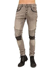 trueprodigy Casual Hombre marca Jeans Pantalon elastica ropa retro vintage rock vestir moda deportivo vaquero slim fit designer cool urban fashion tejanos denim color gris 6272101-2055