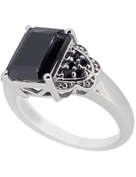 Kamya Damen Ring 925 Silber Rhodiniert Spinell Schwarz R3031BKSP