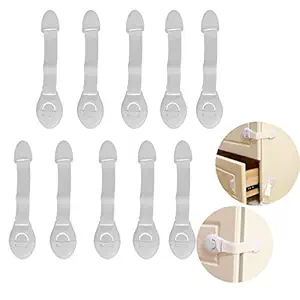 Tony Stark 10 pcs Furniture Door Cupboard, baby safety locks, Cabinet, Fridge, Drawer, Safety Locks for Kids, baby safety products (21x5cm) White