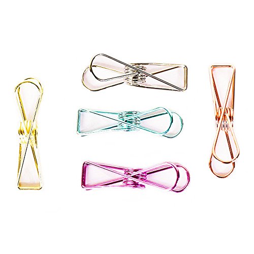 Conjunto de 10  papel Binder Clips Hollow creativo colorido soporte para rollo de papel suministros de oficina 5  colores  tama  o mediano 
