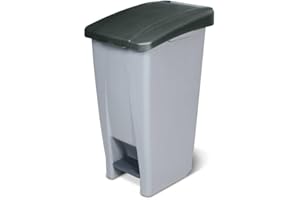 BRB Tretabfalleimer mit Rollen, Inhalt 60 Liter, HxBxT 700x380x490 mm (grau/schwarz)
