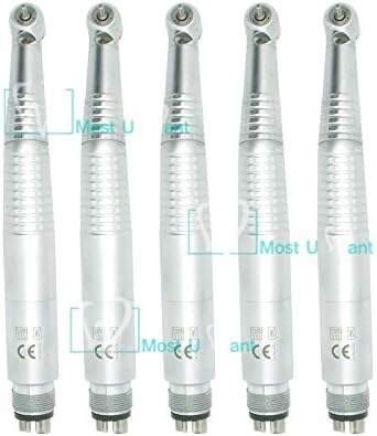 5pcs Dental Lab Push Button KAVO Style Optic Fiber High Speed Handpieces Air Driven Self-Power Illuminated LED Lamp 4Hole Triple Spray